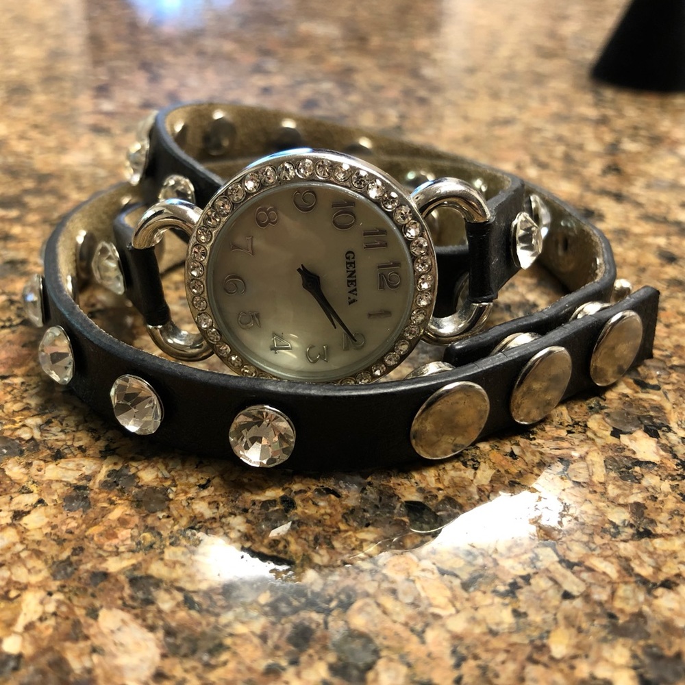 Wrap around black bracelet with lots of bling